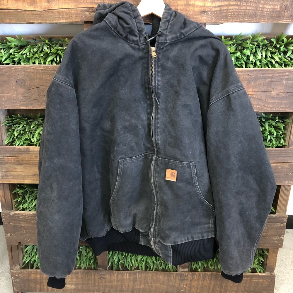 Carhartt Black Heavy Workwear Jacket w/Hood 3XL